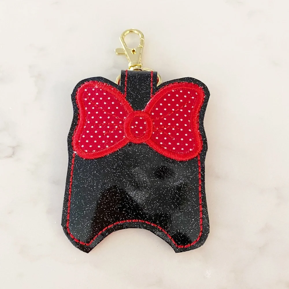 Minnie Mouse Bow Hand Sanitizer Holder Clip On Red Black